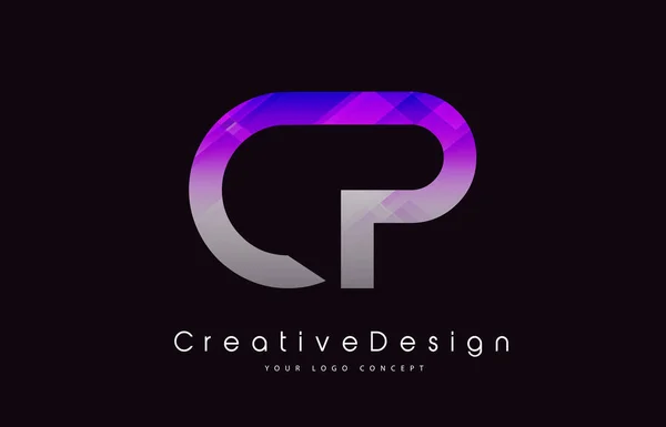 Cp Buchstabe Logo Design. lila Textur kreative Ikone modern lette — Stockvektor