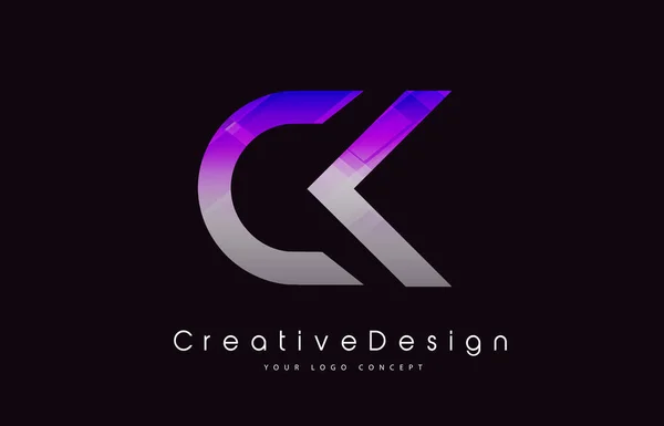 CK Lettre Logo Design. Icône créative de texture violette Lette moderne — Image vectorielle