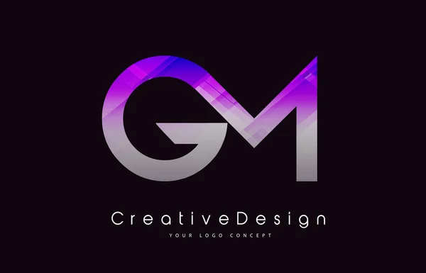 Diseño de Logo Carta GM. Textura púrpura Icono creativo Lette moderna — Vector de stock
