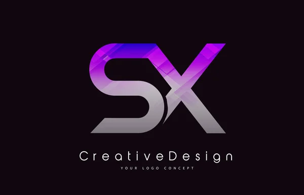 Sx 字母标志设计。紫色纹理创意图标现代写信 — 图库矢量图片