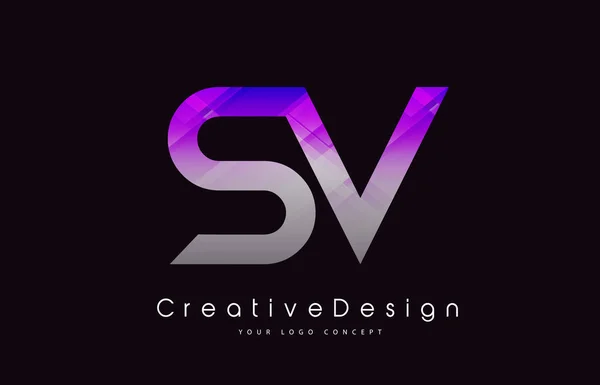 Sv 字母徽标设计。紫色纹理创意图标现代写信 — 图库矢量图片