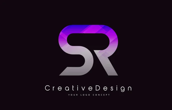 SR Letter Logo Design. Purple Texture Creative Icon Modern Lette — Stock Vector