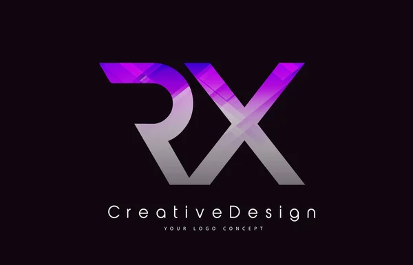 Logo de lettre RX Design. Icône créative de texture violette Lette moderne — Image vectorielle