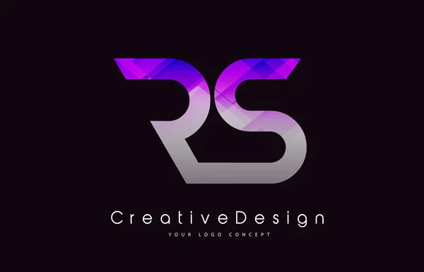Rs 文字ロゴ デザイン。紫テクスチャ アイコンを創造的なモダンな書きます。 — ストックベクタ