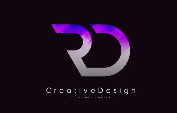 Diseño de Logo de RD Letter. Textura púrpura Icono creativo Lette moderna — Vector de stock