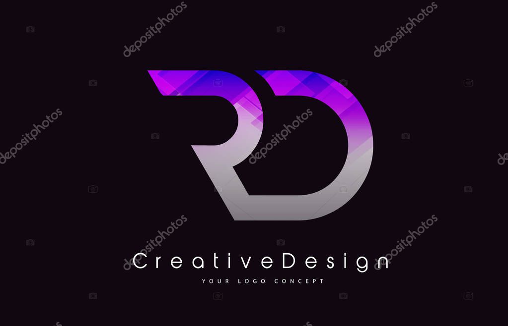 RD Letter Logo Design in Purple Texture Colors. Creative Modern Letters Vector Icon Logo Illustration.