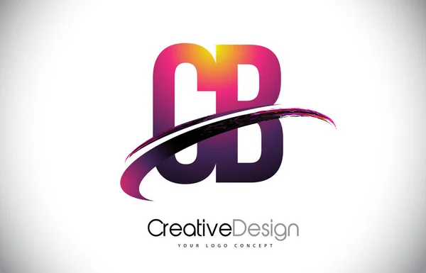 CB C B mor mektup Logo Swoosh tasarımı ile. Yaratıcı macenta M — Stok Vektör