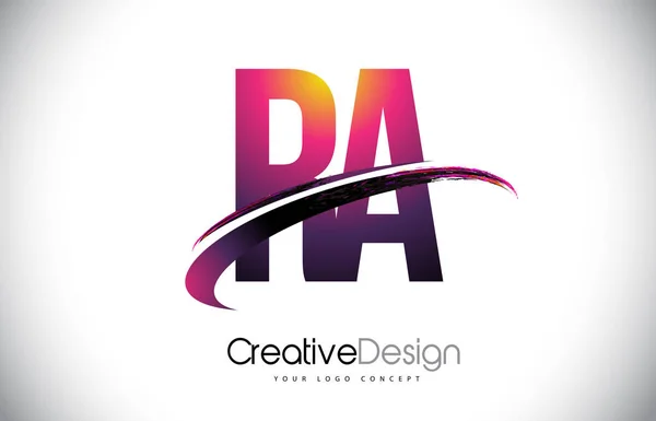 RA R Um logotipo de letra roxa com design Swoosh. Magenta criativa M —  Vetores de Stock