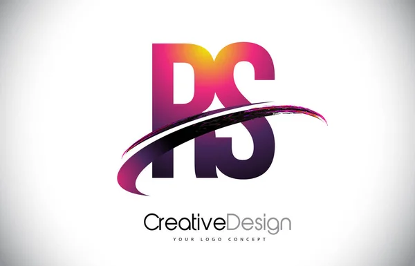 RS R S logotipo da letra roxa com design Swoosh. Magenta criativa M — Vetor de Stock