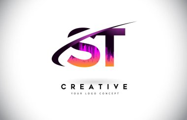 St S T Grunge mektup Logo mor canlı renkler tasarımı ile. CRE