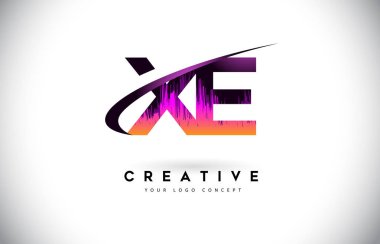 XE X E Grunge mektup Logo mor canlı renkler tasarımı ile. CRE