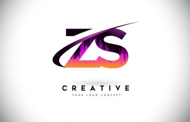 ZS Z S Grunge mektup Logo mor canlı renkler tasarımı ile. CRE