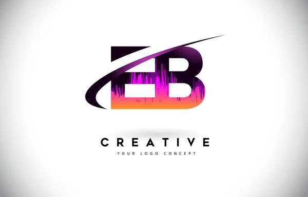 EB E B Grand Letter с дизайном Purple Vibrant Colors. Кре — стоковый вектор