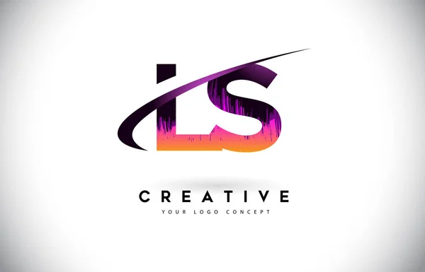 LS L S Grunge Letter Logo with Purple Vibrant Colors Design. Cre — Stock Vector