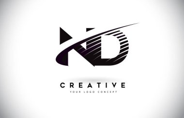 ND N D harfi Logo Tasarım Swoosh ve siyah çizgiler. Modern yaratıcı zebra harfler vektör Logo hatları