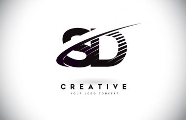 SD S D harfi Logo Tasarım Swoosh ve siyah çizgiler. Modern yaratıcı zebra harfler vektör Logo hatları