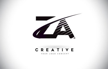 Za Z A mektup Logo Tasarım Swoosh ve siyah çizgiler. Modern yaratıcı zebra harfler vektör Logo hatları