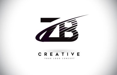 Swoosh ve siyah çizgiler ZB Z B harfi Logo tasarımı. Modern yaratıcı zebra harfler vektör Logo hatları