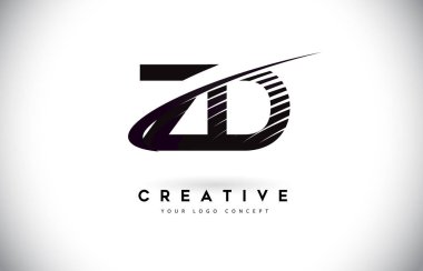 ZD Z D harfi Logo Tasarım Swoosh ve siyah çizgiler. Modern yaratıcı zebra harfler vektör Logo hatları