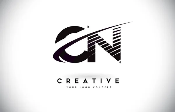Harfi Logo Tasarım Swoosh Siyah Çizgiler Modern Yaratıcı Zebra Harfler — Stok Vektör