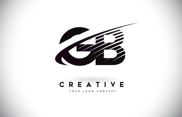 Swoosh Siyah Çizgiler Harfi Logo Tasarımı Modern Yaratıcı Zebra Harfler — Stok Vektör