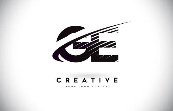 Levél Logo Design Swoosh Fekete Vonalak Modern Kreatív Zebra Vonalak — Stock Vector