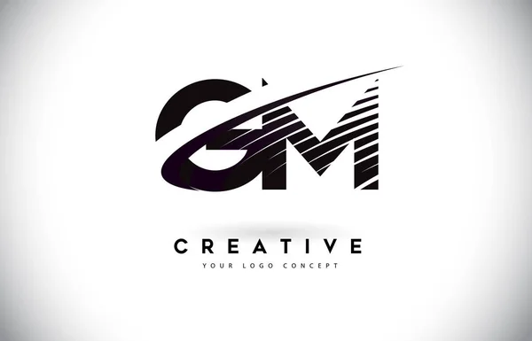 Diseño Logo Letter Con Swoosh Black Lines Modernas Líneas Creativas — Vector de stock