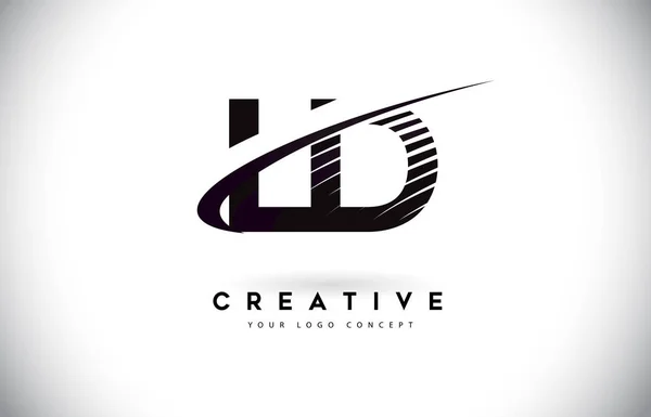 Brief Logo Ontwerp Met Swoosh Zwarte Lijnen Modern Creative Zebra — Stockvector