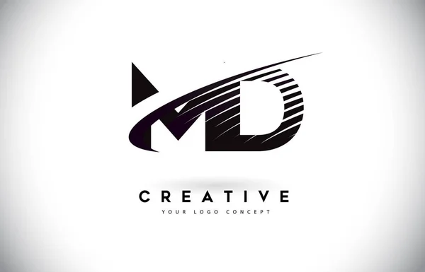 Brev Logotypdesign Med Swoosh Och Svarta Linjer Moderna Kreativa Zebra — Stock vektor