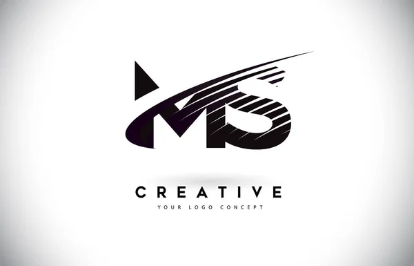 Betű Logo Design Swoosh Fekete Vonalak Modern Kreatív Zebra Vonalak — Stock Vector