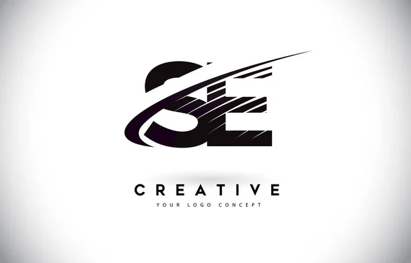 Písmeno Design Logo Swoosh Černé Čáry Moderní Kreativní Zebra Řádky — Stockový vektor