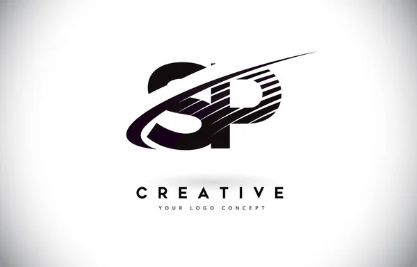 Carta Logo Design Com Swoosh Linhas Pretas Linhas Modernas Zebra — Vetor de Stock