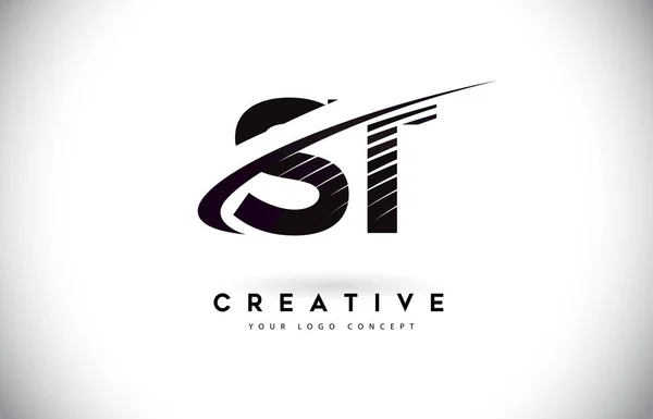 Brief Logo Ontwerp Met Swoosh Zwarte Lijnen Modern Creative Zebra — Stockvector