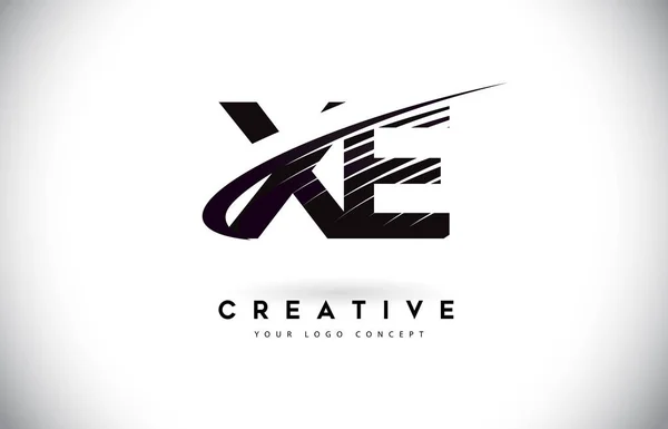 Dopis Logo Design Swoosh Černé Čáry Moderní Kreativní Zebra Řádky — Stockový vektor