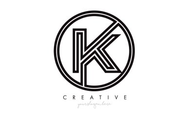 K Harfi Simgesi Logo Tasarımı ve Monogram Yaratıcı Görünümü. Harf Çemberi Tasarım Vektörü İllüstrasyonu.