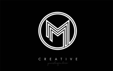 Monogram yaratıcı görünümlü M Harfi Simgesi Logo Tasarımı. Harf Çemberi Tasarım Vektörü İllüstrasyonu.