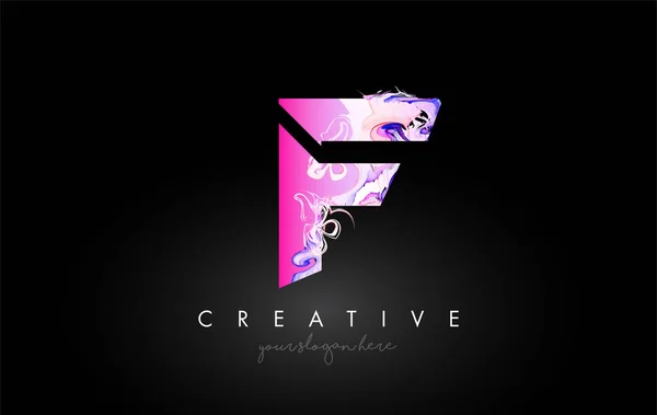 F Επιστολή Καλλιτεχνική μοβ χρώμα ροής Εικονίδιο λογότυπο Σχεδιασμός. Δημιουργική Ι — Διανυσματικό Αρχείο