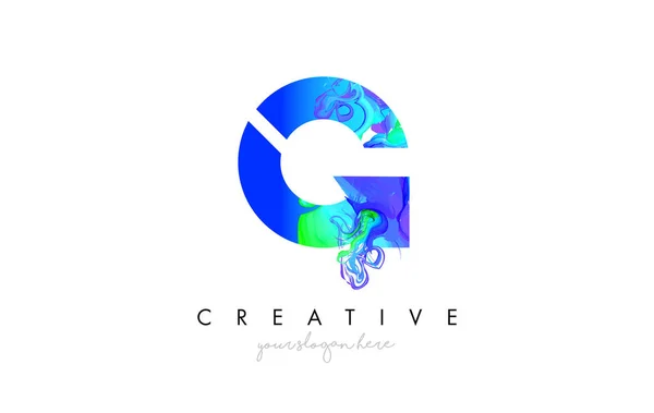 G levél ikontervezési logó kreatív művészi festék Fl — Stock Vector