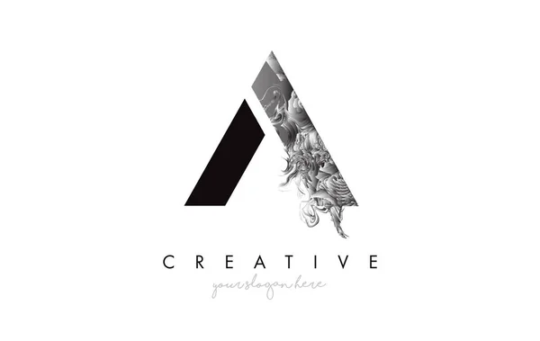 Lettera A Icona di design logo con grunge artistico Texture in nero — Vettoriale Stock