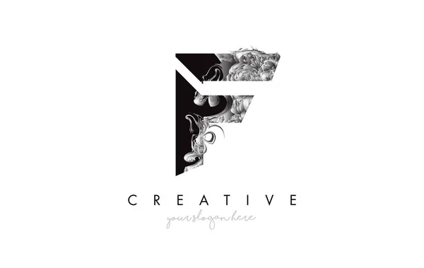 Επιστολή F Λογότυπο Σχεδιασμός Εικονίδιο με καλλιτεχνική Grunge Υφή Σε Μαύρο — Διανυσματικό Αρχείο