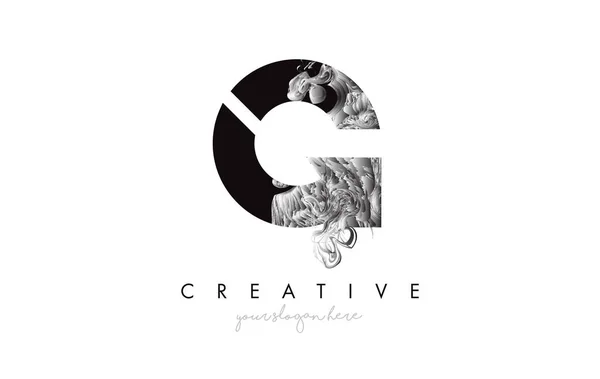 Icône de conception de logo de la lettre G avec la texture grunge artistique en noir — Image vectorielle