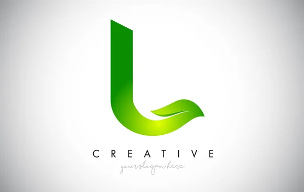 L Leaf Lettre Logo Icône Design dans les couleurs vertes vecteur Illustrati — Image vectorielle