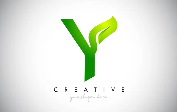 Y Leaf Lettre Logo Icône Design dans les couleurs vertes vecteur Illustrati — Image vectorielle