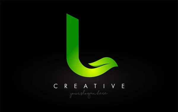 L Leaf Letter Logo Σχεδιασμός εικονιδίου σε πράσινα χρώματα Διάνυσμα Illustrati — Διανυσματικό Αρχείο