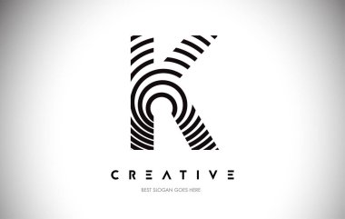 K Hatları Warp Logosu Tasarımı. Dairesel Satırlarla Harf Simgesi.