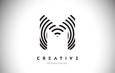 M Hatları Warp Logosu Tasarımı. Dairesel Satırlarla Harf Simgesi.