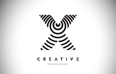 X Hatları Warp Logosu Tasarımı. Dairesel Satırlarla Harf Simgesi.