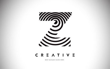 Z Hatları Warp Logosu Tasarımı. Dairesel Satırlarla Harf Simgesi.