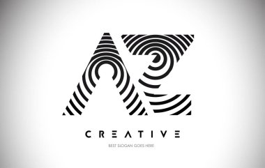 Az Çizgiler Warp Logosu Tasarımı. Dairesel Satırlarla Harf Simgesi.