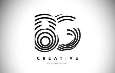 Bg Hatları Warp Logosu Tasarımı. Dairesel Satırlarla Harf Simgesi.